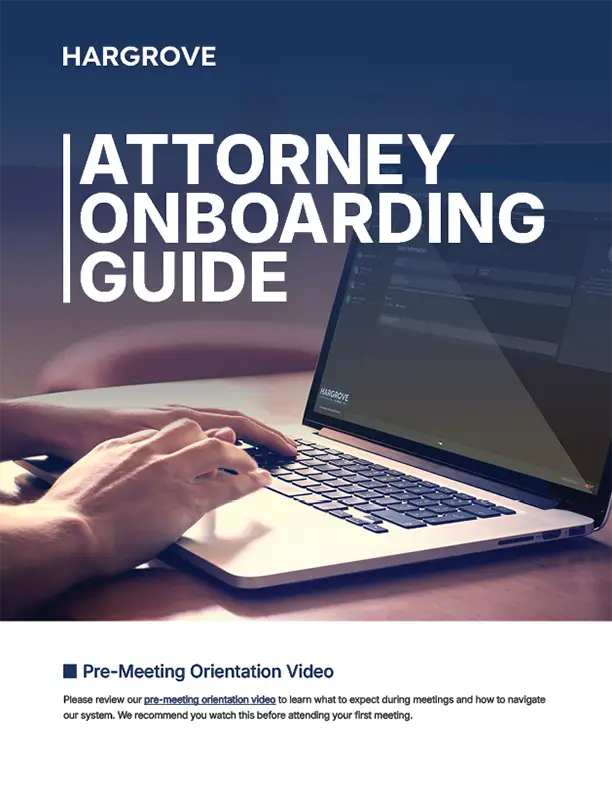 Attorney onboarding guide cover with laptop