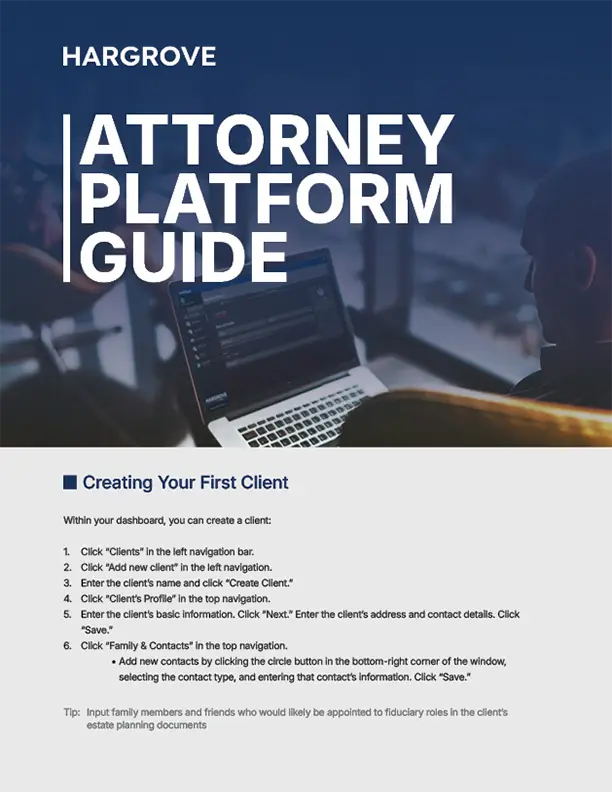 Hargrove Attorney Platform Guide cover with laptop