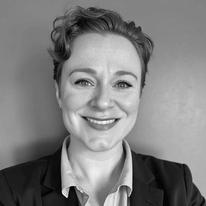 Smiling professional portrait in black and white