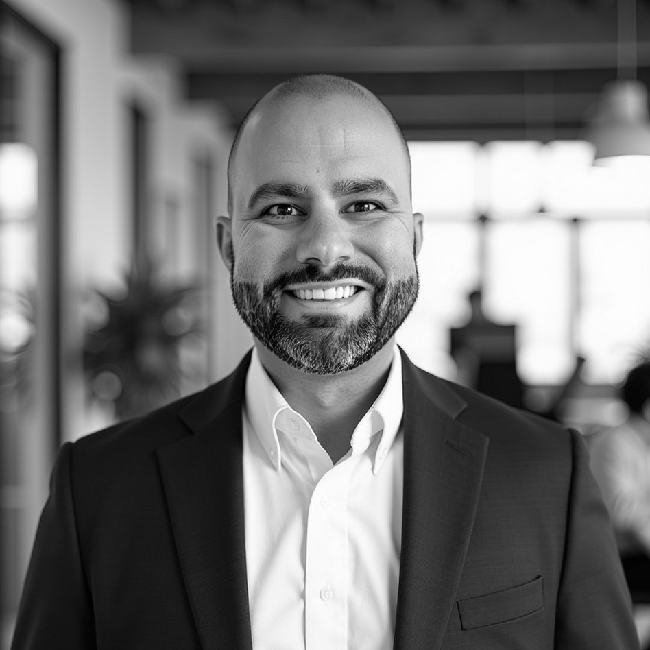 Black-and-white professional headshot of Robert Mousa