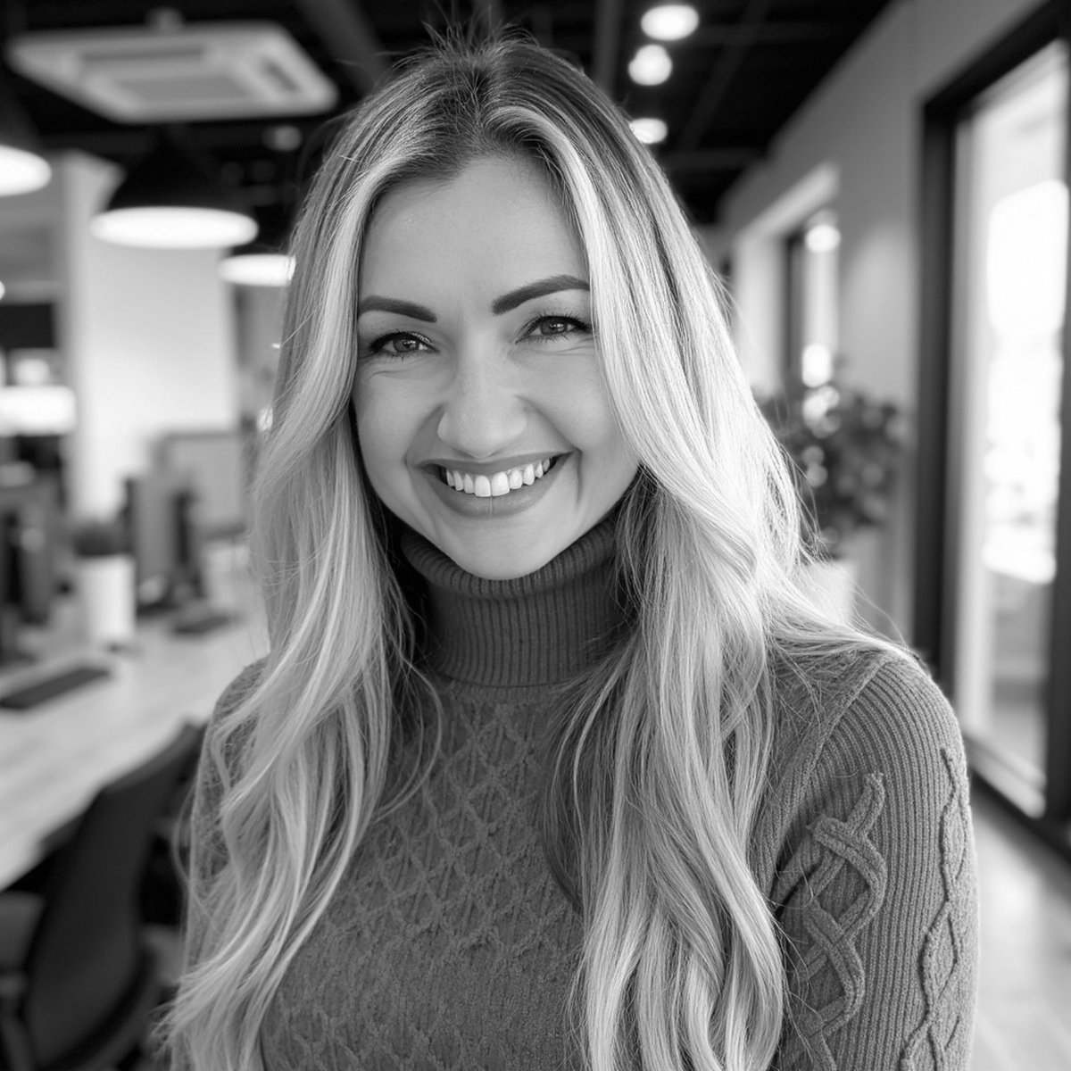 Black-and-white professional headshot of Sarah Delaney